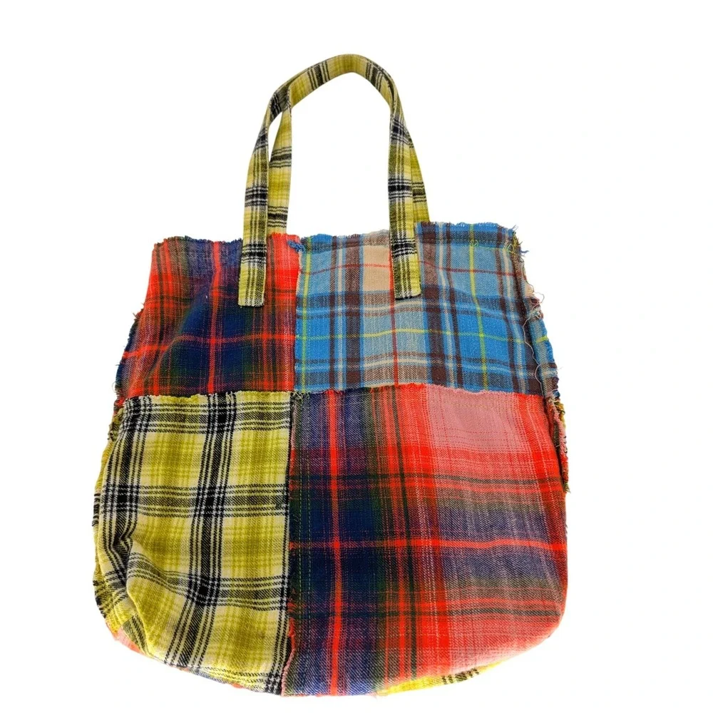 BDG Patchwork Plaid Tote Bag Large Multicolor Boho Urban Outfitters Grunge Indie